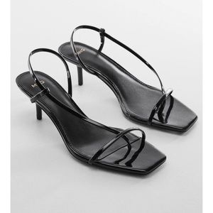Mango Strappy Heeled Sandals, Black, Size 7.5